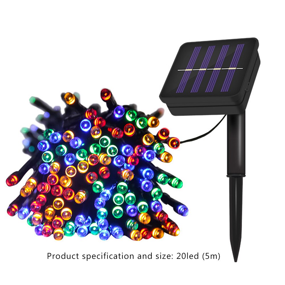 LED Solar Fairy String Garland Lights Lamp Waterproof Outdoor 8 Modes Christmas Holiday Wedding Party Garden Decoration Lights