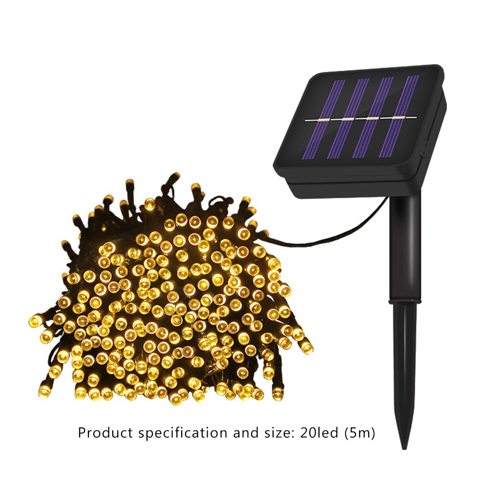 LED Solar Fairy String Garland Lights Waterproof Outdoor Solar Lamp 8 Modes Christmas Wedding Party Lights for Garden Decoration