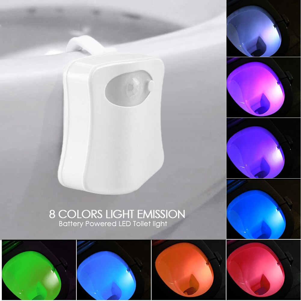 LED Luminaria WC Toilet Hanging Backlight Multi Function Smart Body Motion Sensor Battery Powered Toilet Seat Night Light