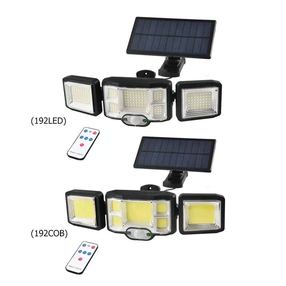 192LED/COB Solar Wall Light Outdoors Induction Three-Head Courtyard Waterproof Solar Wall Lamp Street Garden Decor Spotlights