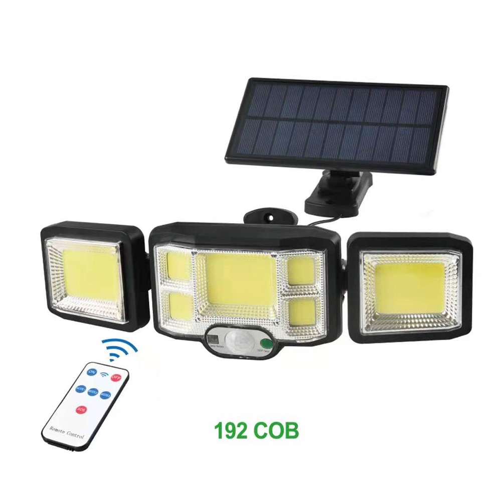 192LED/COB Solar Wall Light Outdoors Induction Three-Head Courtyard Waterproof Solar Wall Lamp Street Garden Decor Spotlights