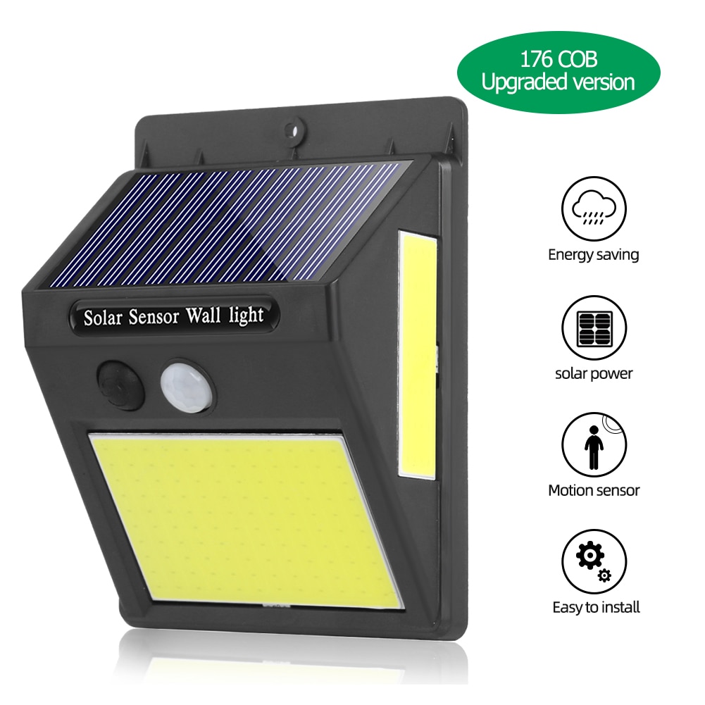 100LED Solar Light Outdoors Waterproof PIR Motion Sensor Lamps 3 Wall Modes Pathway Yard Security Lighting for Garden Decoration