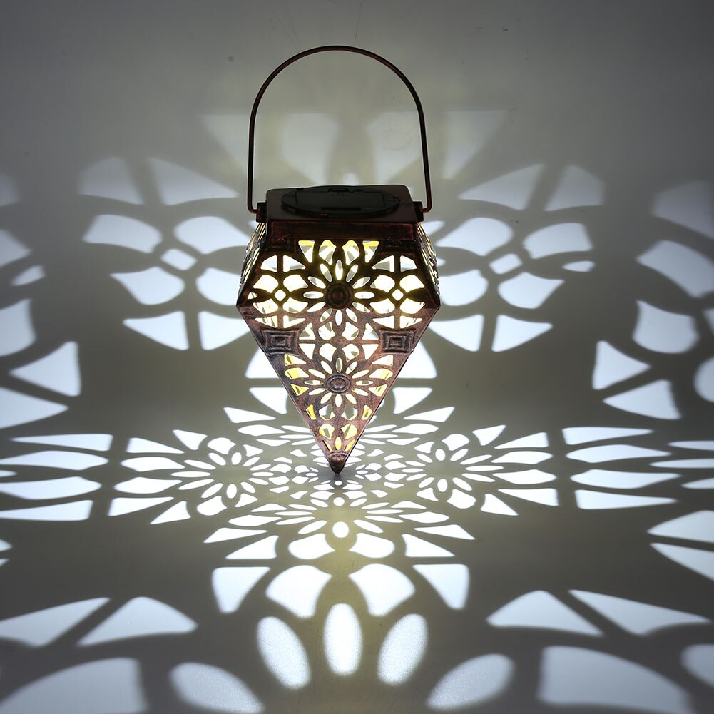 LED Solar Light Outdoors Polar Star Floor Lamp Iron Bohemian Fairy Lights 3D Projection Hollow Solar Lamp for Garden Decoration