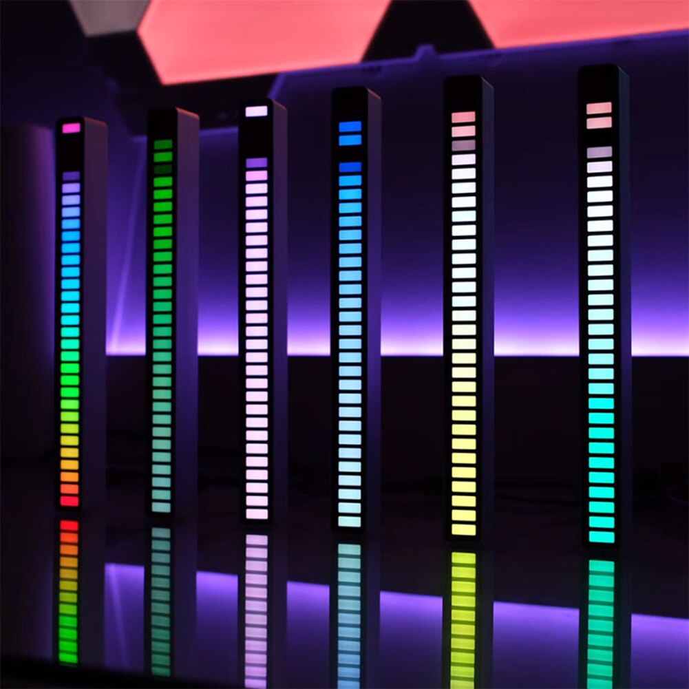 32 LED RGB Colorful Night Light Voice-activated Pickup Atmosphere Light Bar 5V Car Light Strip Pickup Desktop Party Decoration