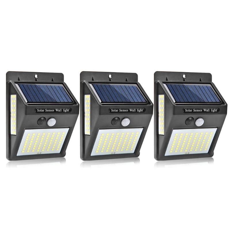 4PCS 100 LED Solar Light Outdoors Solar Lamp Powered Sunlight Waterproof PIR Motion Sensor Street Light for Garden Decoration