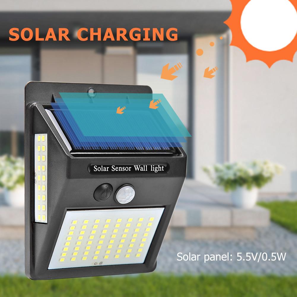 100LED Solar Power Light Outdoors Motion Sensor Waterproof Street Security Solar Wall Lamp for Garden Decoration