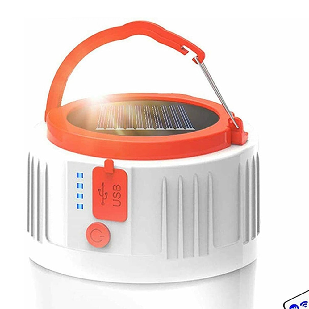 USB Rechargeable Solar LED Camping Lantern Hiking Tent Night Light Portable Outdoor Remote Control Emergency Lighting Solar Lamp