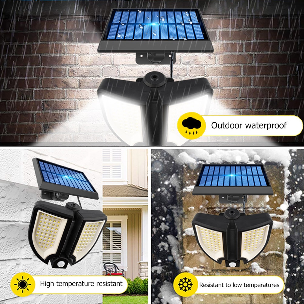 160LED Solar Light Outdoor 3Modes Human Body Induction Solar Wall Lamp Garden Decoration Yard Path Waterproof Emergency Lighting