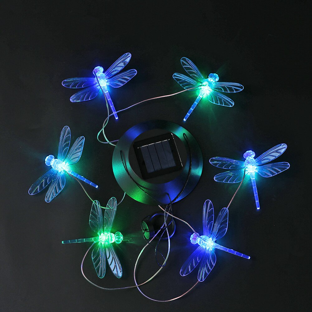 LED Colorful Solar Power Wind Chime Crystal Hummingbird Butterfly Waterproof Outdoor Windchime Solar Light for Garden Decoration