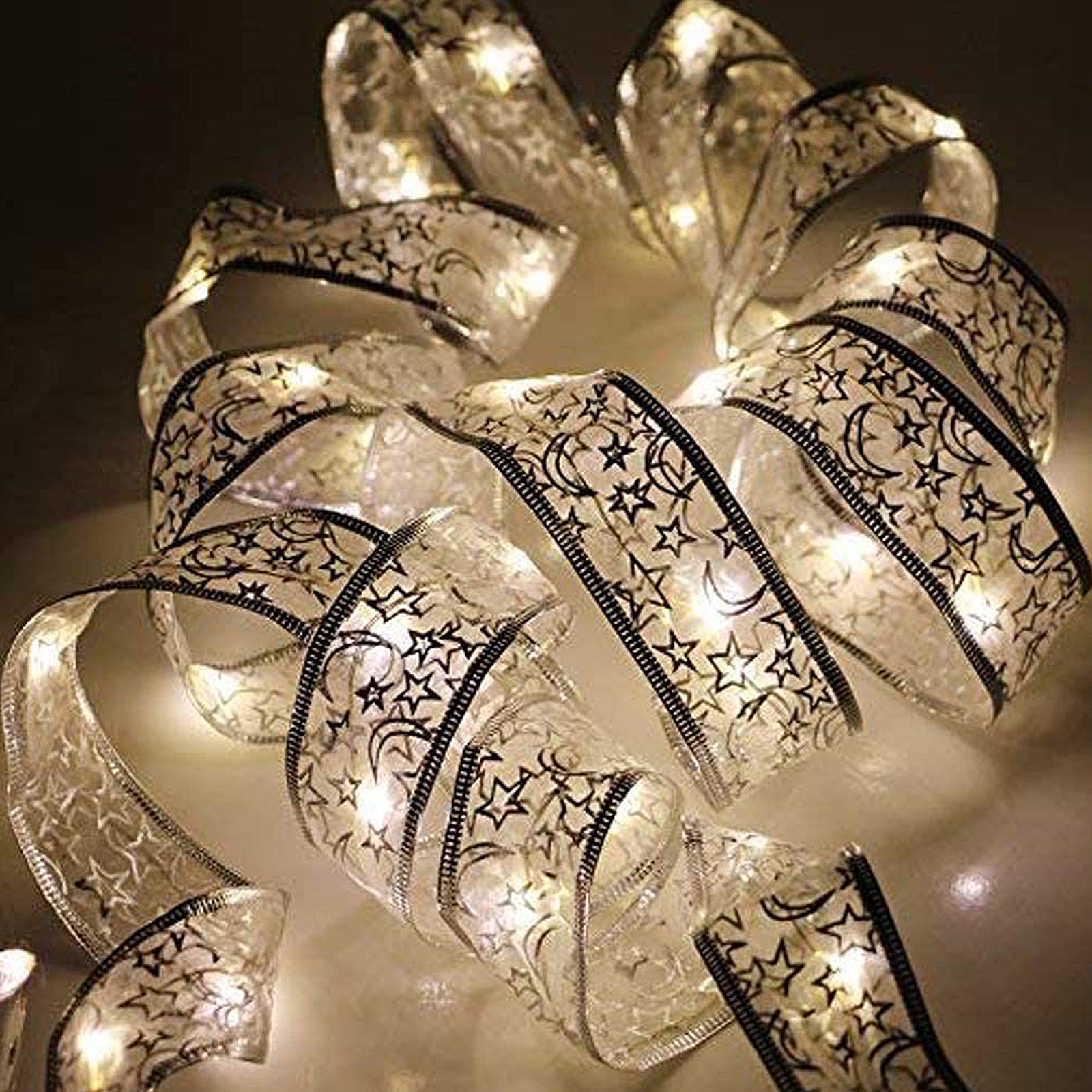 Fairy String Lights Waterproof 40 LED 4m Copper Wire Ribbon Bows Lights for Party Weddings Holiday Christmas Tree Decorations