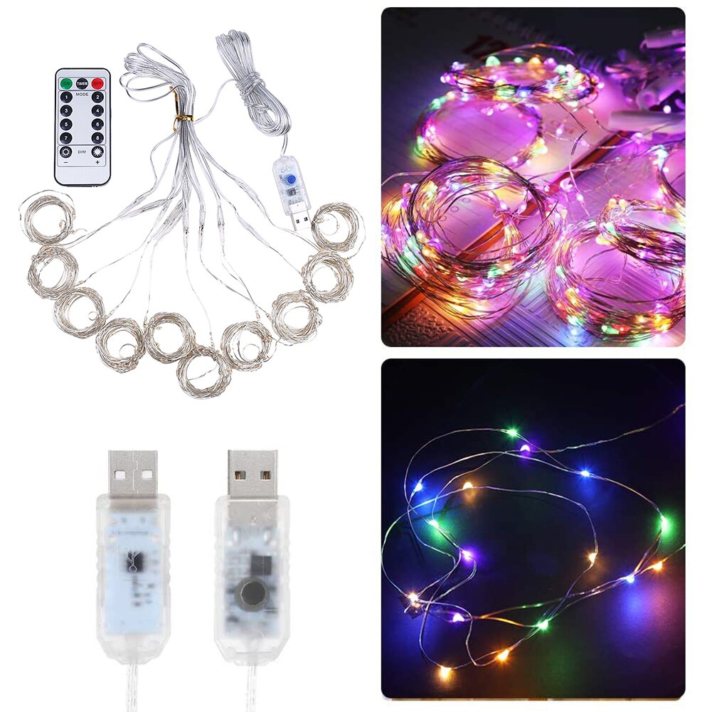 300 LED Fairy String Lights 3 Meter 8 Modes Remote Control USB Garland Curtain Light for Home Bedroom Christmas Decorations Lamp