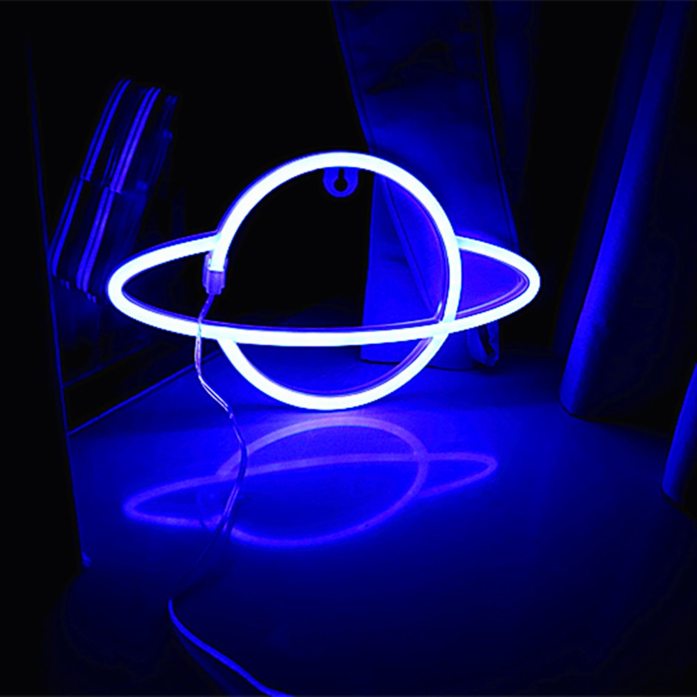 Led Neon Light Colorful Planet Shaped Night Light Neon Lamp Planet Sign Home Wall Starry Sky Lighting Decoration Gift Neon Lamp