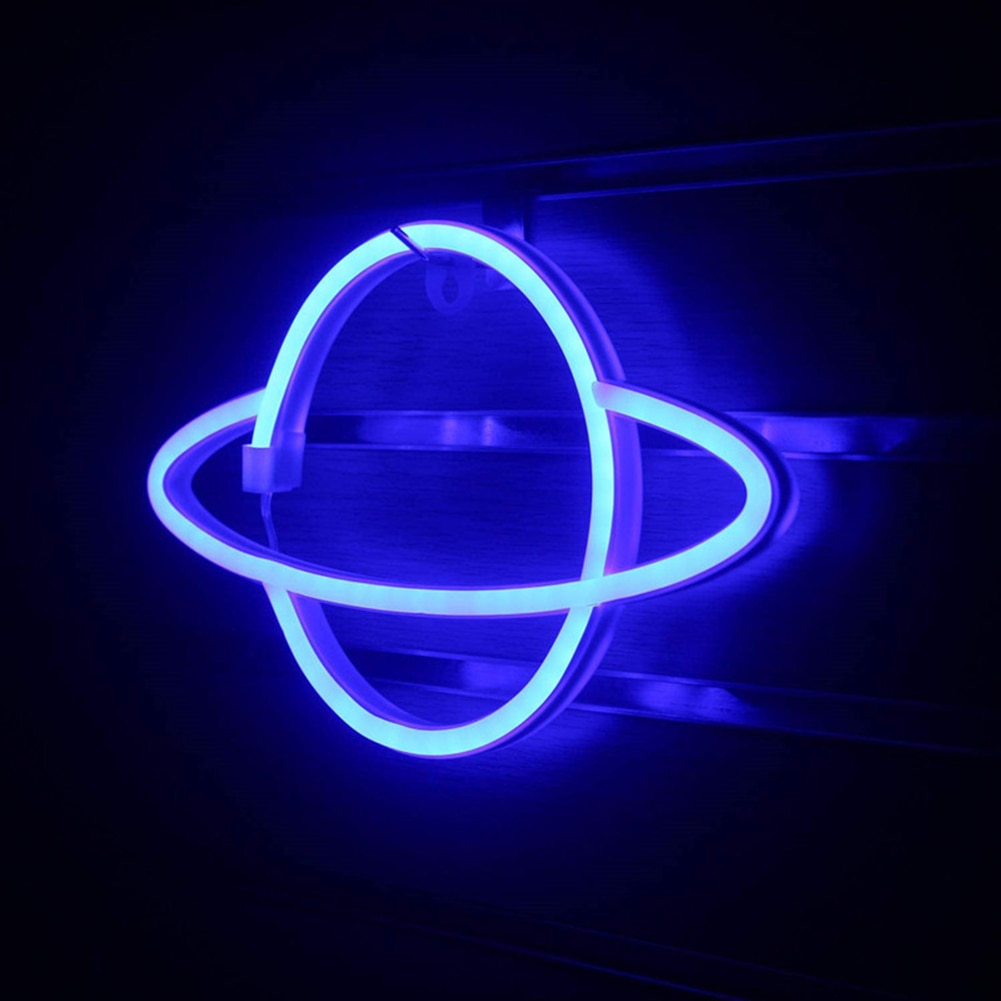 Led Neon Light Colorful Planet Shaped Night Light Neon Lamp Planet Sign Home Wall Starry Sky Lighting Decoration Gift Neon Lamp