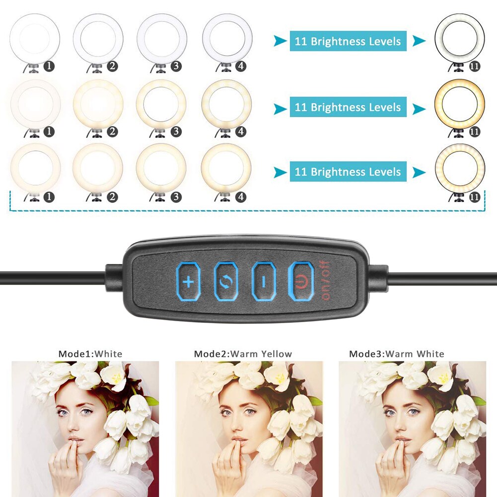 10.2 inch Selfie Ring Light Portable Photo Video Camera Mobile Phone Clip Lamp with Tripod Stand Phone Holder For Live Stream