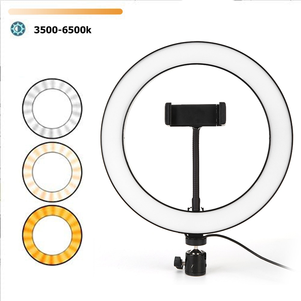 10.2 inch Selfie Ring Light Portable Photo Video Camera Mobile Phone Clip Lamp with Tripod Stand Phone Holder For Live Stream