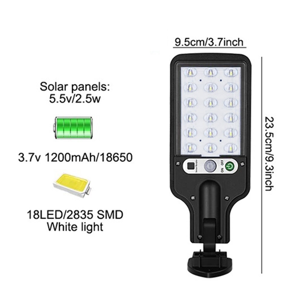 196/279 LED Solar Street Lights Outdoor Solar Lamps with 3 Modes LED/COB Waterproof Motion Sensor Remote Control for Garden Yard