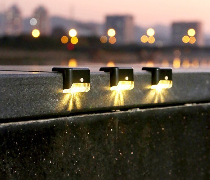 4/8/12Pcs LED Solar Stair Lamp Outdoor Fence Light Waterproof Step Lamp Solar Night Light Garden Pathway Yard Patio