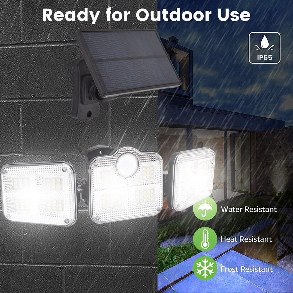 122/138LED Solar Lamp Outdoor Street Lights with Motion Sensor 3 Modes Rotatory Head Waterproof Wall Lamp for Garden Yard Garage