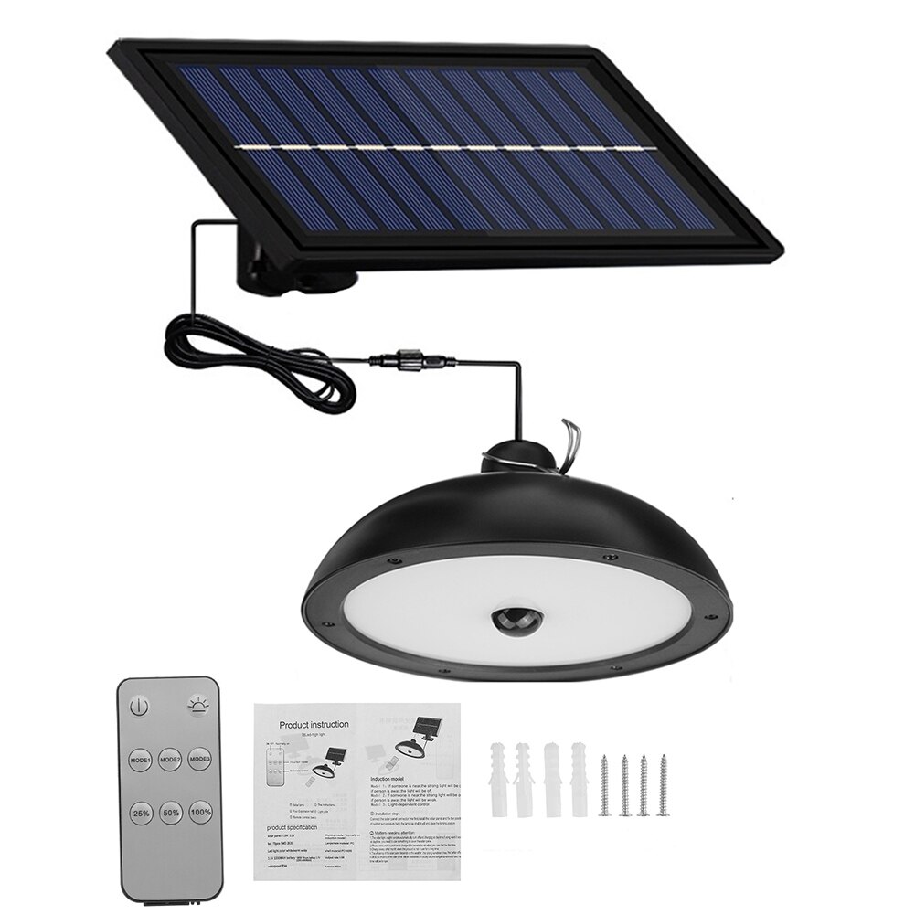 Double Head LED Solar Light Outdoor Street Light with Motion Sensor 3 Mode Remote Control Waterproof Lamp for Garden Yard Garage