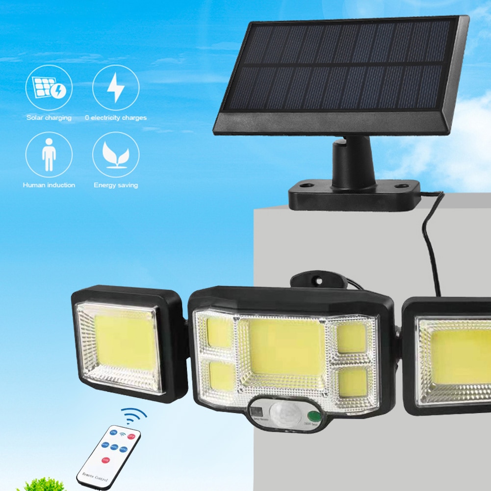 186/192LED COB Solar Lamp Outdoor Street Lights with Motion Sensor 3 Mode Rotatory 3 Head Waterproof Lamp for Garden Yard Garage