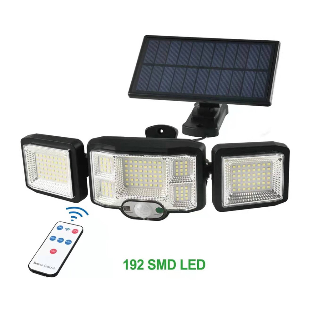 186/192LED COB Solar Lamp Outdoor Street Lights with Motion Sensor 3 Mode Rotatory 3 Head Waterproof Lamp for Garden Yard Garage