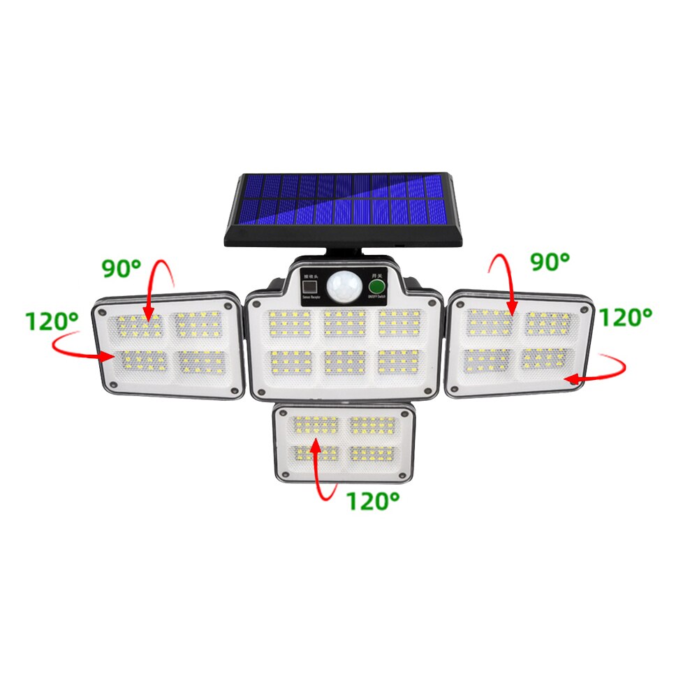 228/231LED Solar Street Lights Outdoor Rotatory Heads Wall Lamps PIR Motion Sensor Waterproof Solar Light for Garden Yard Garage