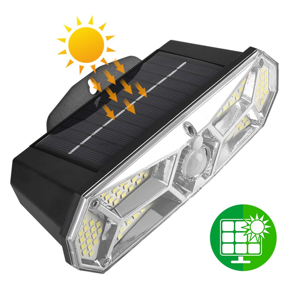 168 LED Solar Powered Light Outdoor Waterproof Human Body Sensor 3 Modes Street Sunlight Solar Wall Lamp for Garden Decoration