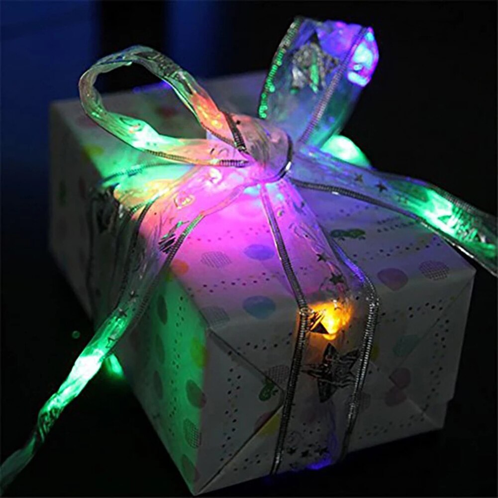 20/40/50 LED Fairy Lights Strings Lamp Christmas Ribbon Bows Light Xmas Tree Ornaments Wedding Party New Year Home Decorations