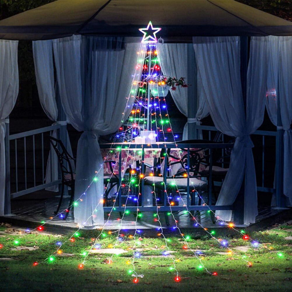 LED Christmas Fairy Lights Waterfall Star String Lamp 8 Lighting Modes Waterproof for Tree Wedding Garden Christmas Decoration