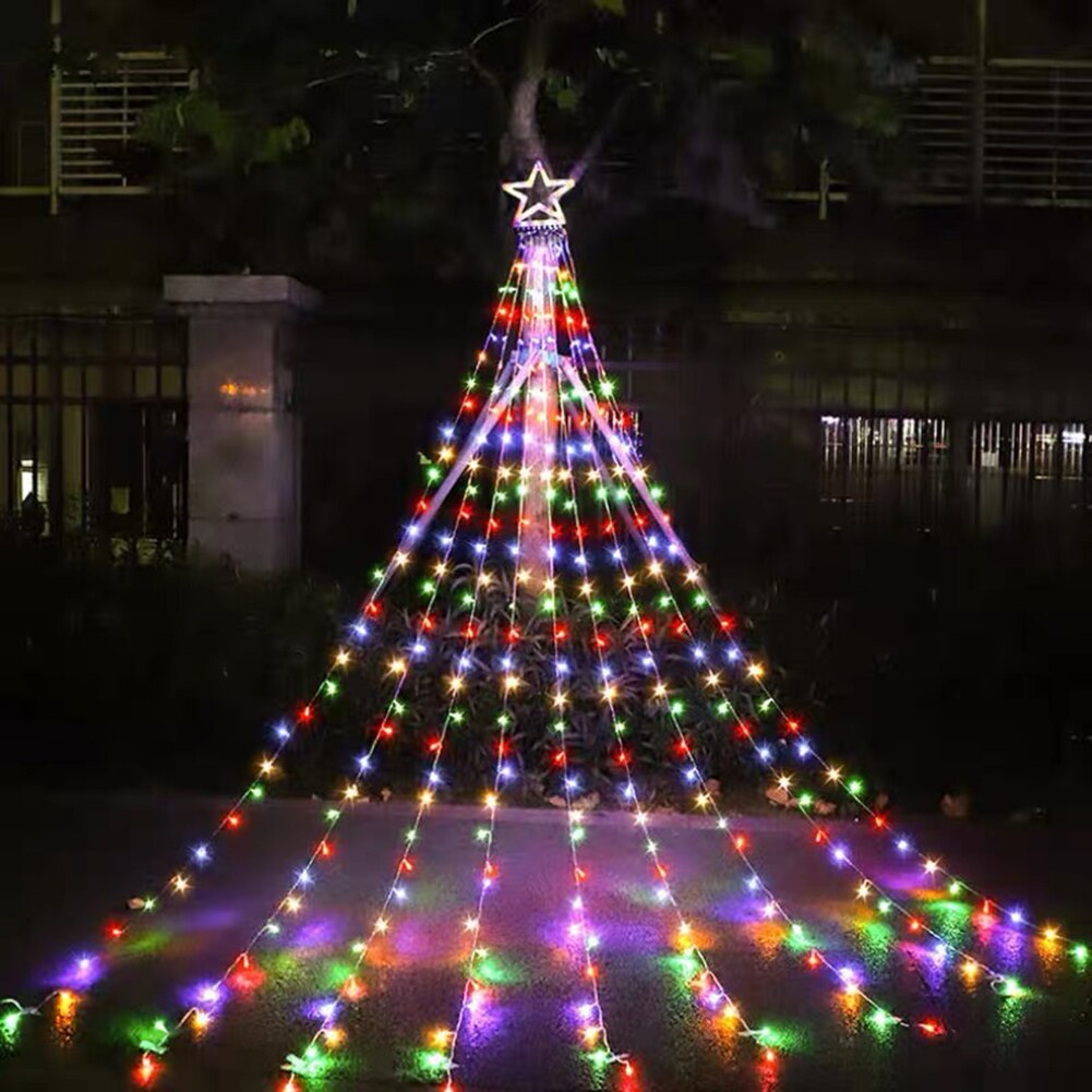 LED Christmas Fairy Lights Waterfall Star String Lamp 8 Lighting Modes Waterproof for Tree Wedding Garden Christmas Decoration