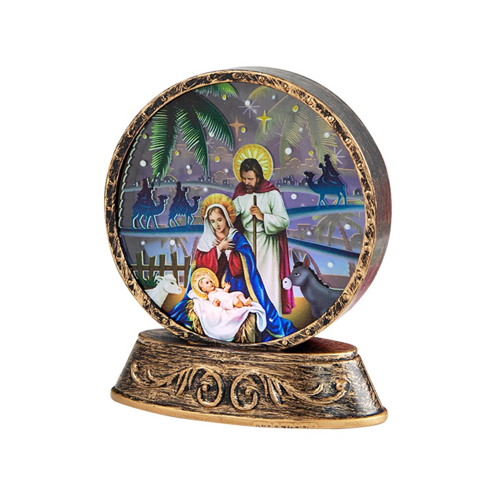 Electric Night Light LED Handhold Christmas Santa Jesus Elk Decor Round Lamp Table Setting Children Gifts Holiday Party Props