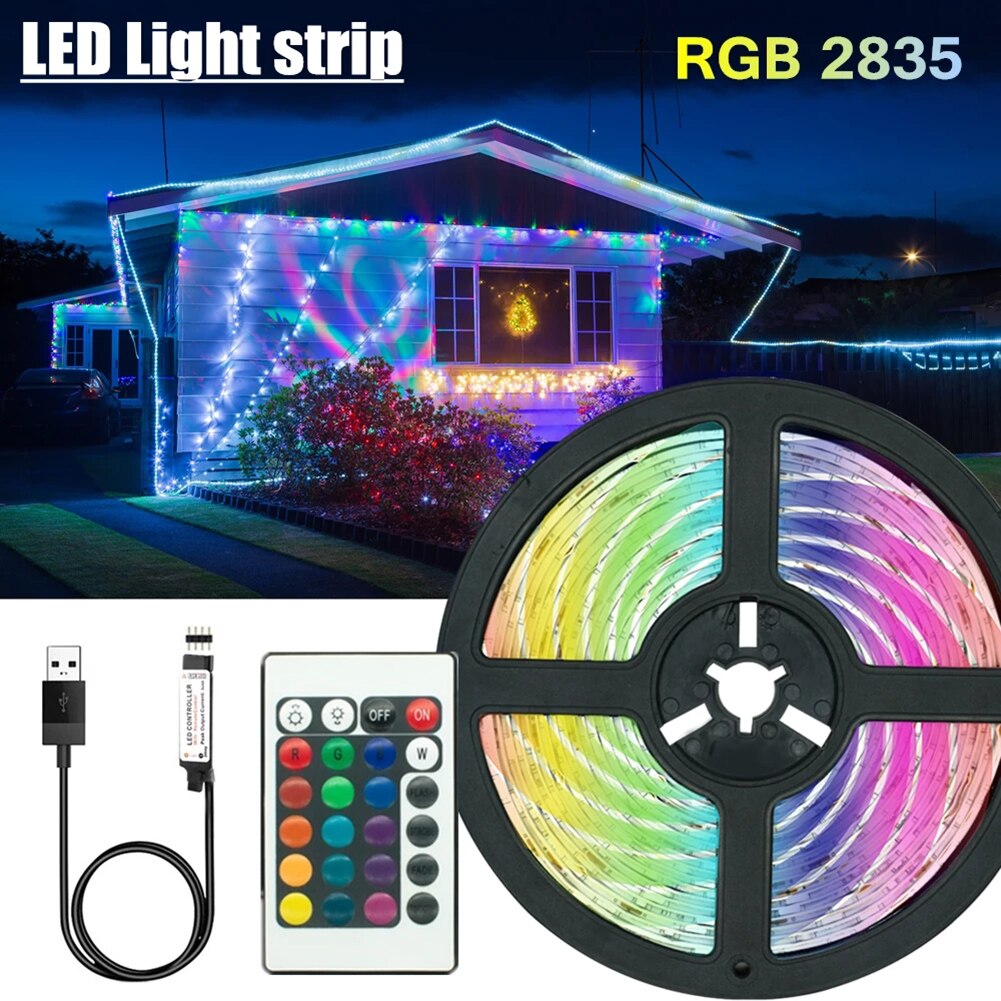 DIY LED Light Strips Flexible RGB Tape Ribbon Diode Lamp String DC 12V Desk Screen TV Background Lighting IR24 Keys Controller