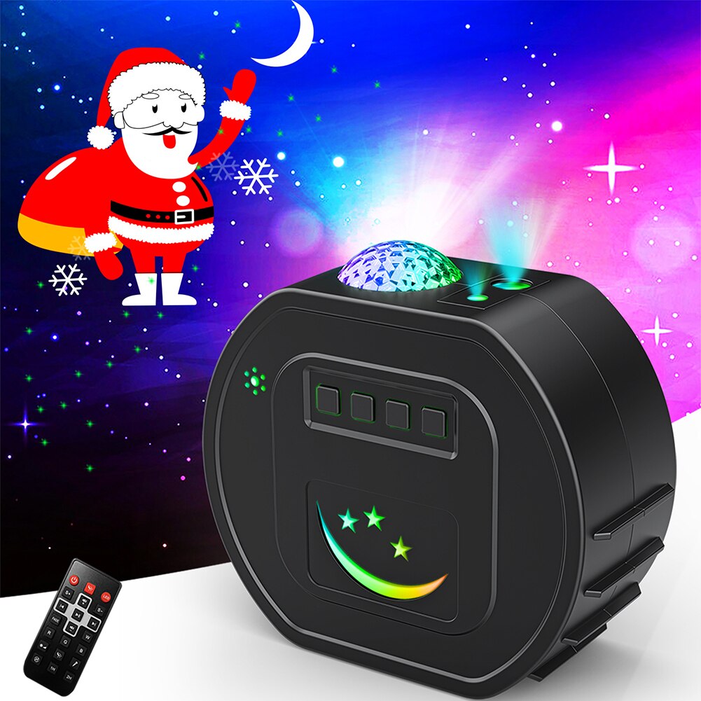 5 in 1 Christmas Pattern Starry Projector Night Light Bluetooth Audio Colorful Wave for Holiday Party Decoration Atmosphere Lamp