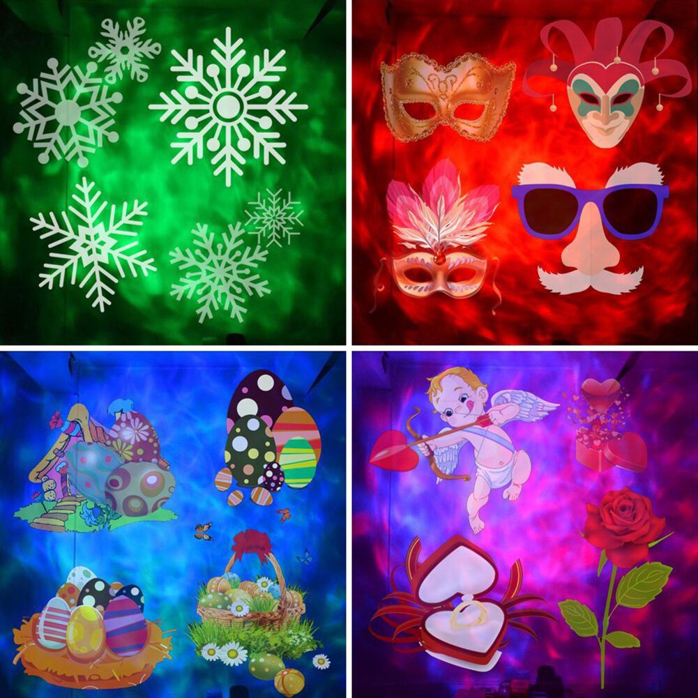 LED Laser Projector Night Lights 16 Cards Outdoor Stage Lighting Effect Holiday Christmas Atmosphere Special Projection Lamp