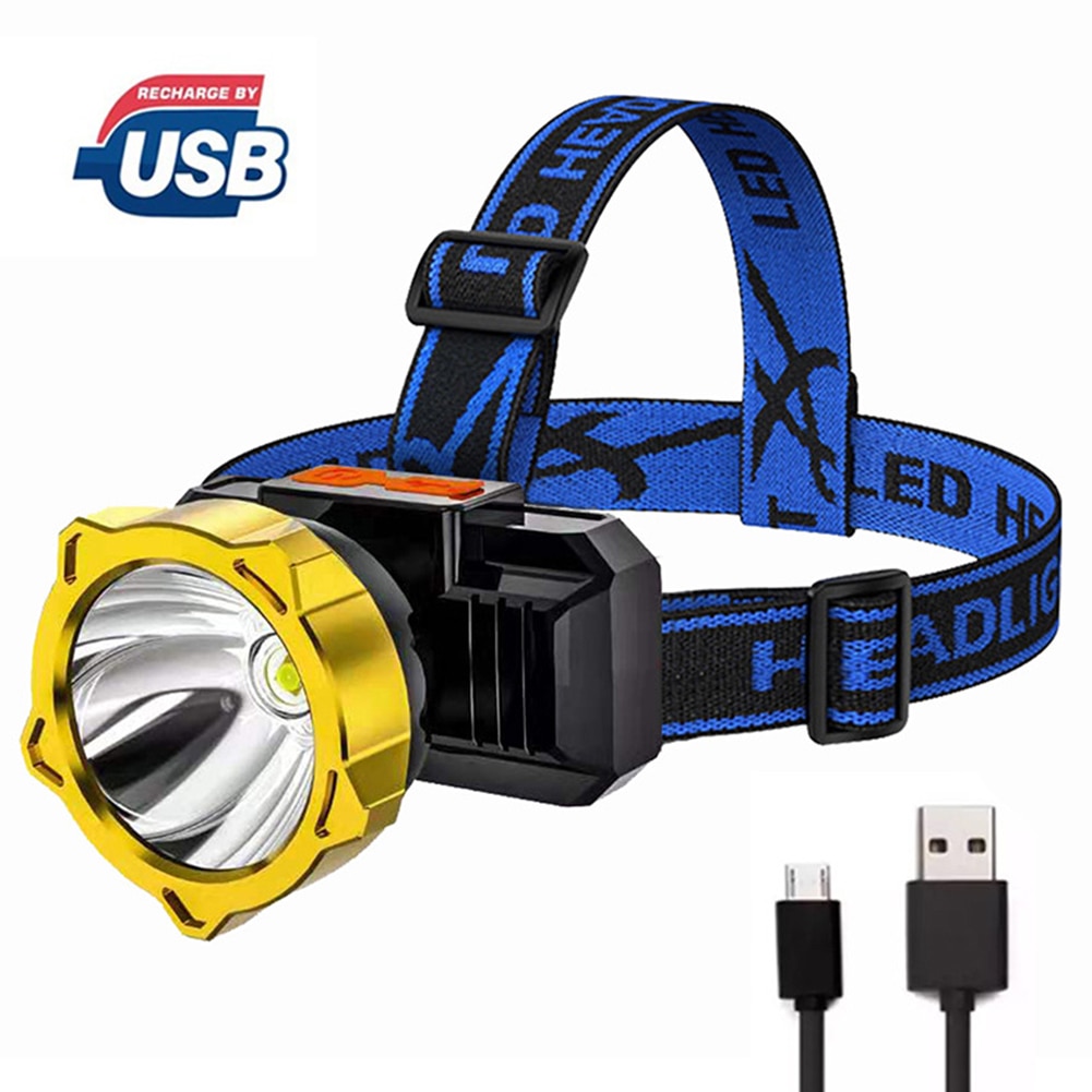 Portable LED Headlight 1200mAh Built-in Battery USB Rechargeable Waterproof Headlamp Head Flashlight for Outdoor Hiking Camping