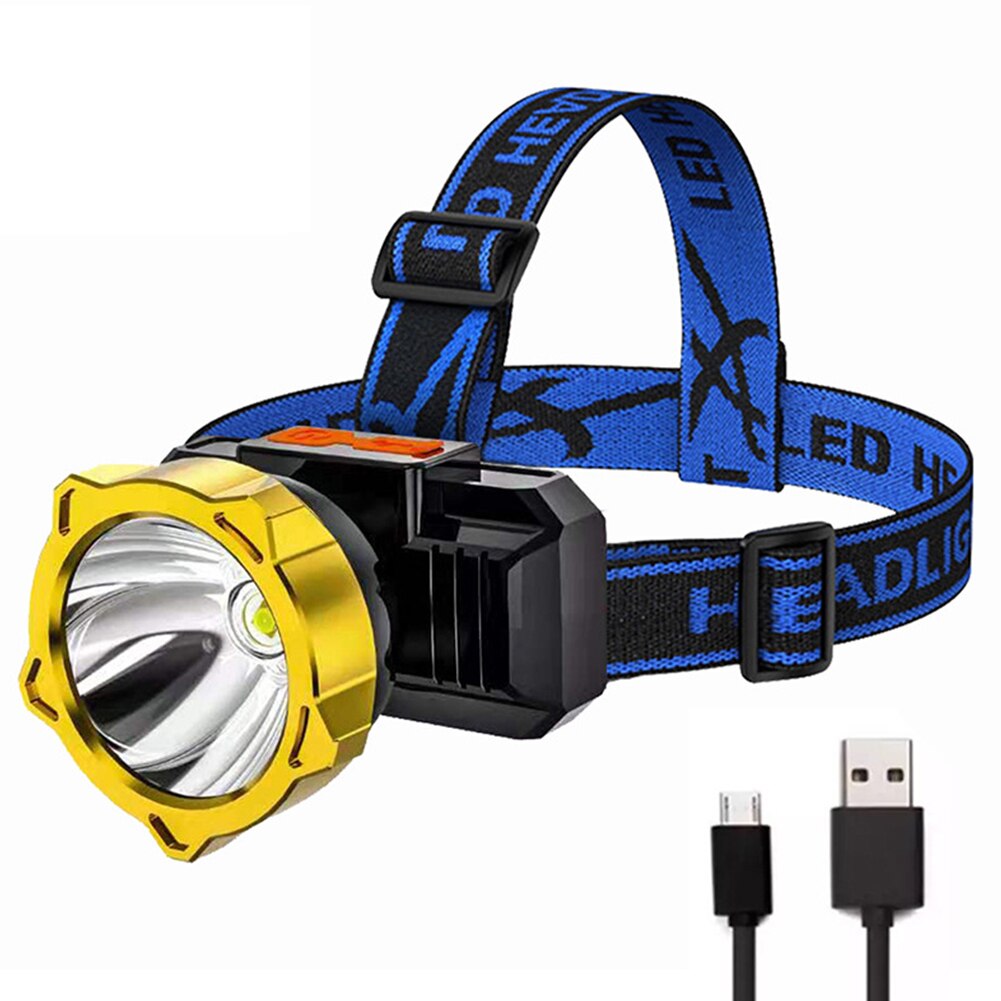 Portable LED Headlight 1200mAh Built-in Battery USB Rechargeable Waterproof Headlamp Head Flashlight for Outdoor Hiking Camping