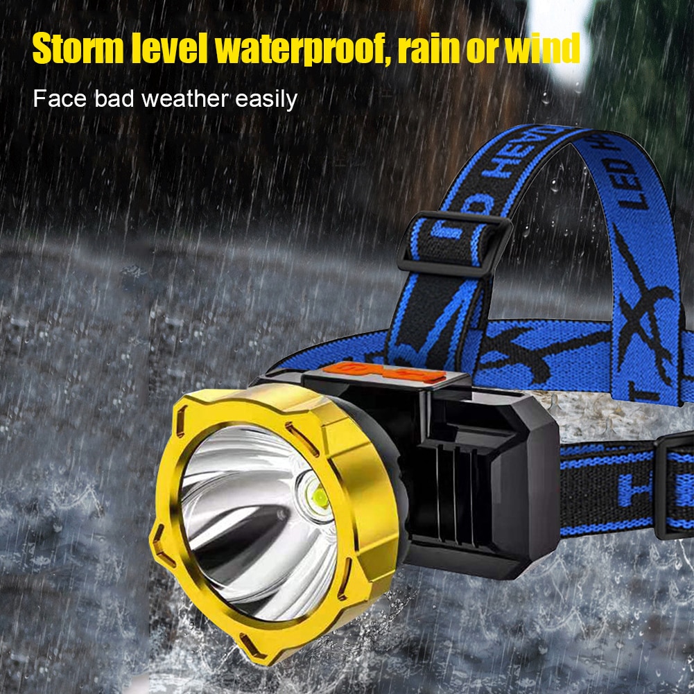 Portable LED Headlight 1200mAh Built-in Battery USB Rechargeable Waterproof Headlamp Head Flashlight for Outdoor Hiking Camping