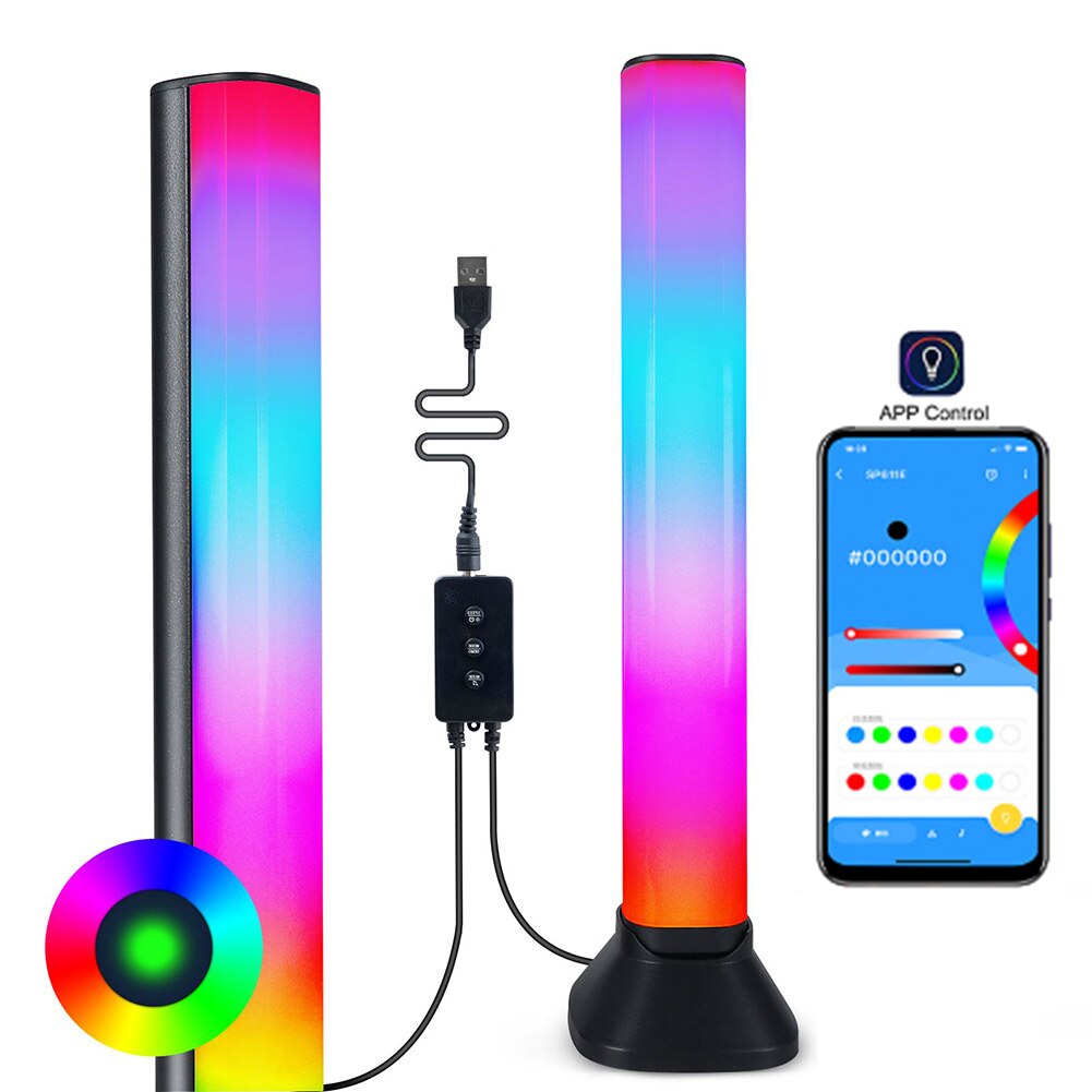 2pcs Sets RGB Colorful Pickup Rhythm Night Light Strip Music Backlights APP Control Party Computer Atmosphere Ambient Lamp Bar