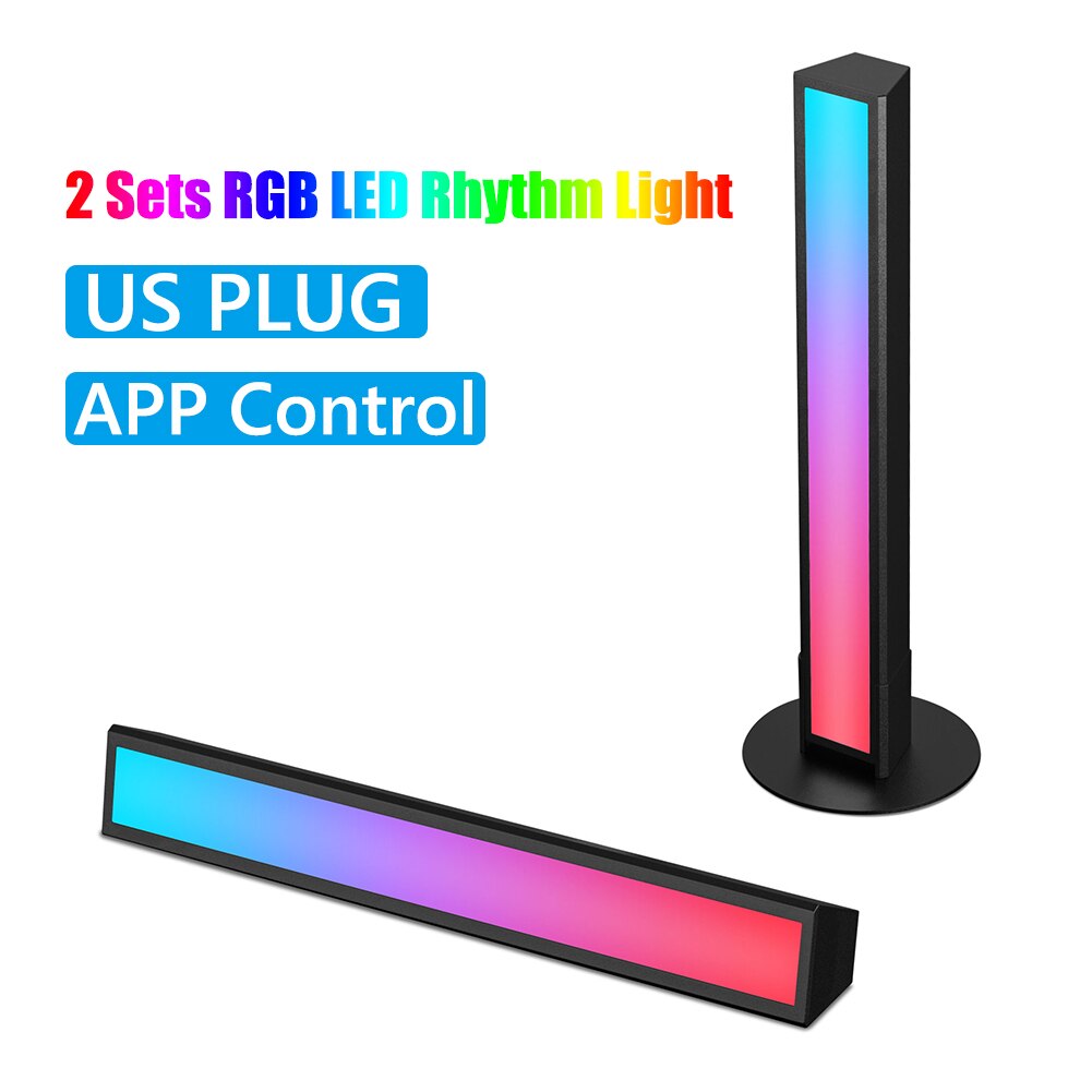 2pcs Sets RGB Colorful Pickup Rhythm Night Light Strip Music Backlights APP Control Party Computer Atmosphere Ambient Lamp Bar