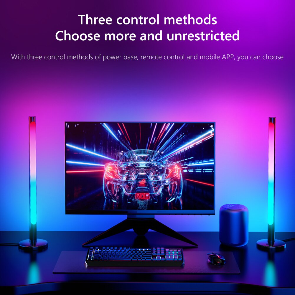 2pcs Sets RGB Colorful Pickup Rhythm Night Light Strip Music Backlights APP Control Party Computer Atmosphere Ambient Lamp Bar