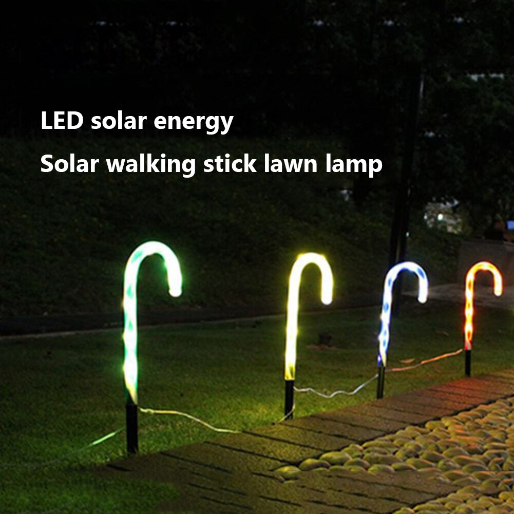 4pcs LED Solar Christmas Candy Cane Lights Outdoor Pathway Yard Lawn Solar Lamps New Year Christmas Garden Decoration Lighting