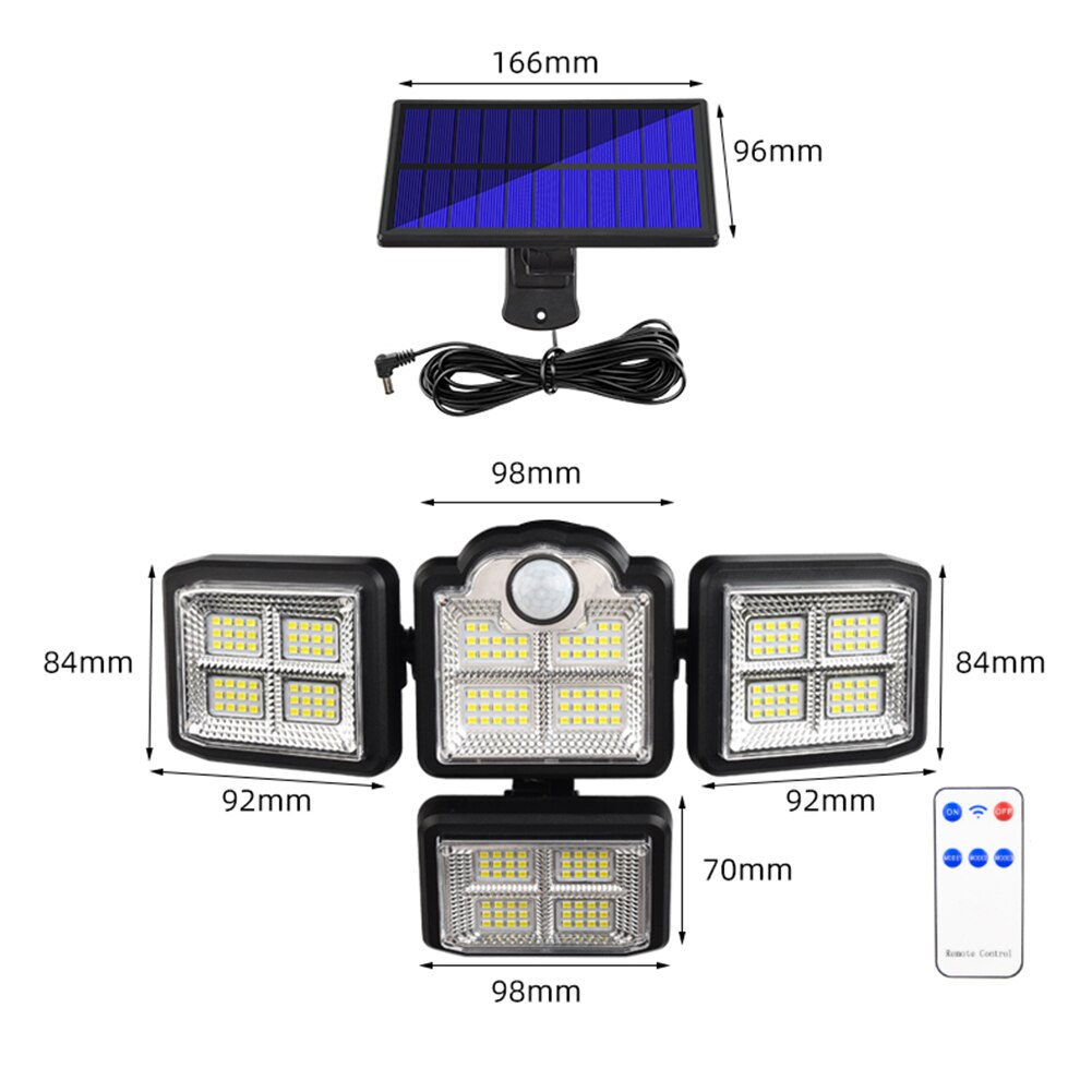 231LED Solar Powered Wall Light Outdoors IP65 Waterproof 3 Modes Motion Sensor Sunlight Solar Lamp for Garden Decoration Lights