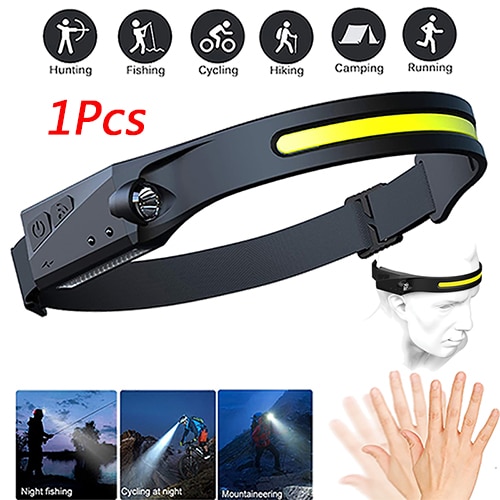 1-10Pcs Induction Headlamp COB LED Sensor Headlights with Built-in Battery USB Rechargeable Headlamp for Running Fishing Camping