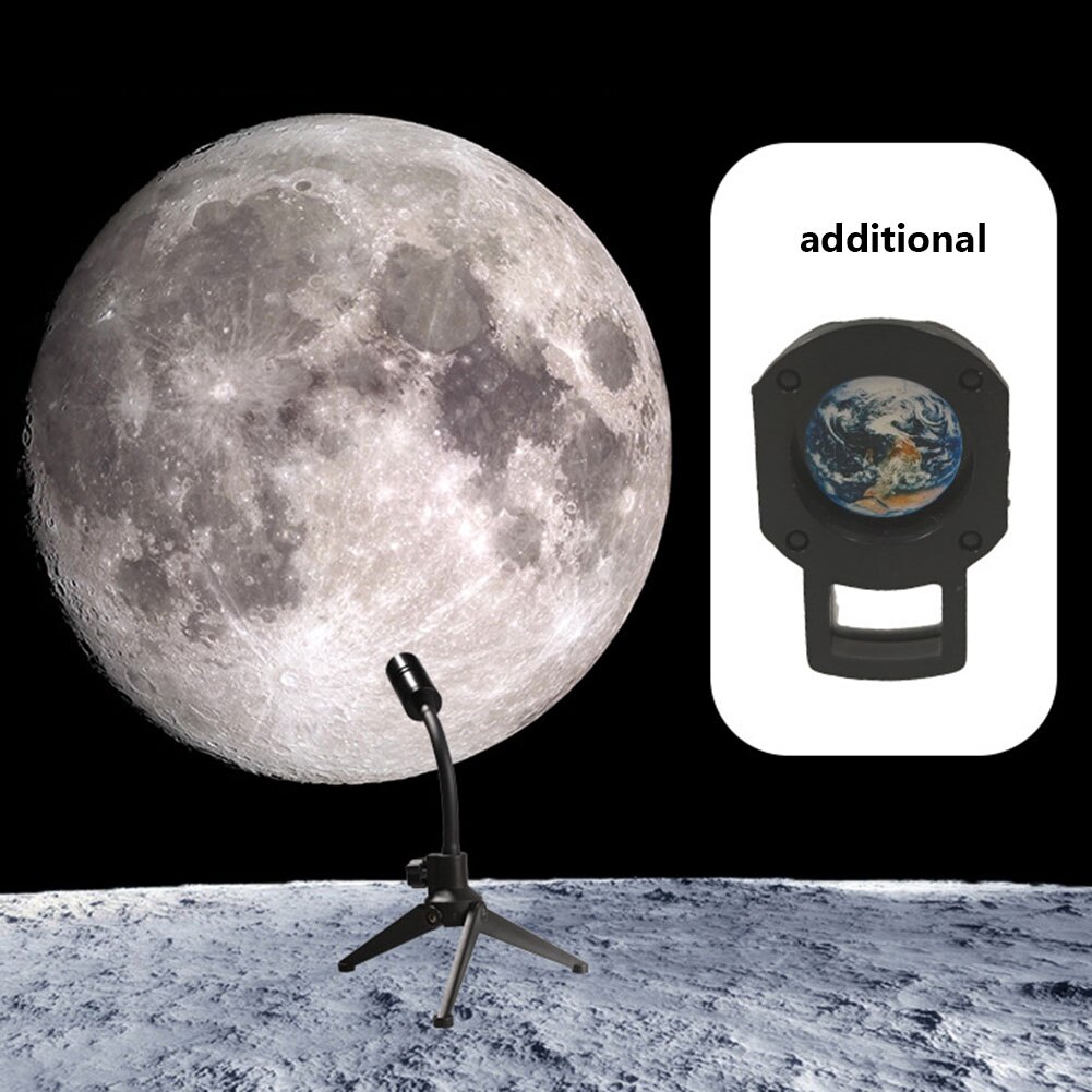 Moon Earth Projector Lamp LED Night Light 360 Rotatable USB Projector Light for Photo Atmosphere Girl Bedroom Decor