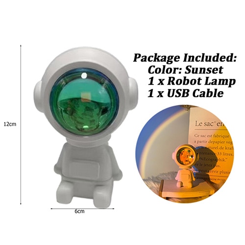 USB Robot Rainbow Sunset Red Projector LED Astronaut Projector Lamp Atmosphere Night Lights for Room Table Background Home Decor