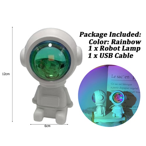 USB Robot Rainbow Sunset Red Projector LED Astronaut Projector Lamp Atmosphere Night Lights for Room Table Background Home Decor