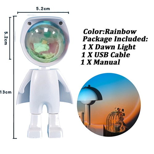 USB Robot Rainbow Sunset Red Projector LED Astronaut Projector Lamp Atmosphere Night Lights for Room Table Background Home Decor