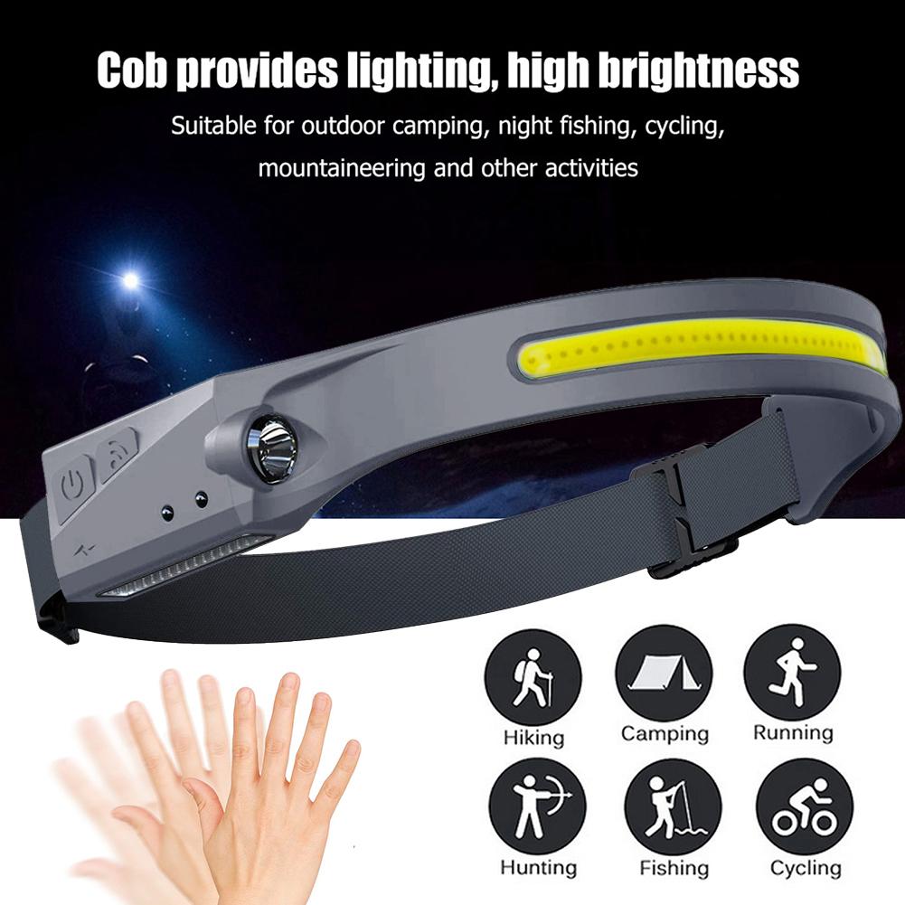 2Pcs LED COB Headlamp Sensor Flashlight USB Rechargeable Waterproof Headlight for Running Camping Cycling Outdoor Headtorch Lamp
