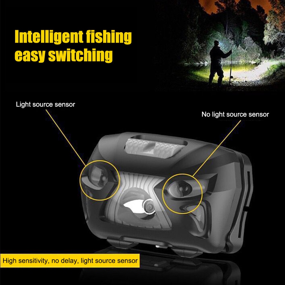 XPG LED COB Headlamp Sensor Flashlight USB Rechargeable Waterproof Headlight for Running Camping Cycling Outdoor Headlight Torch