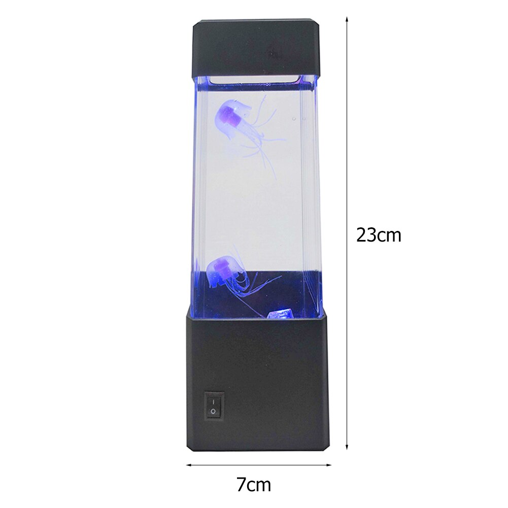 Jellyfish Water Tank Aquarium LED Lamp Color Changing USB/Battery Powered Bedside Desk Night Light for Home Decoration Kids Gift